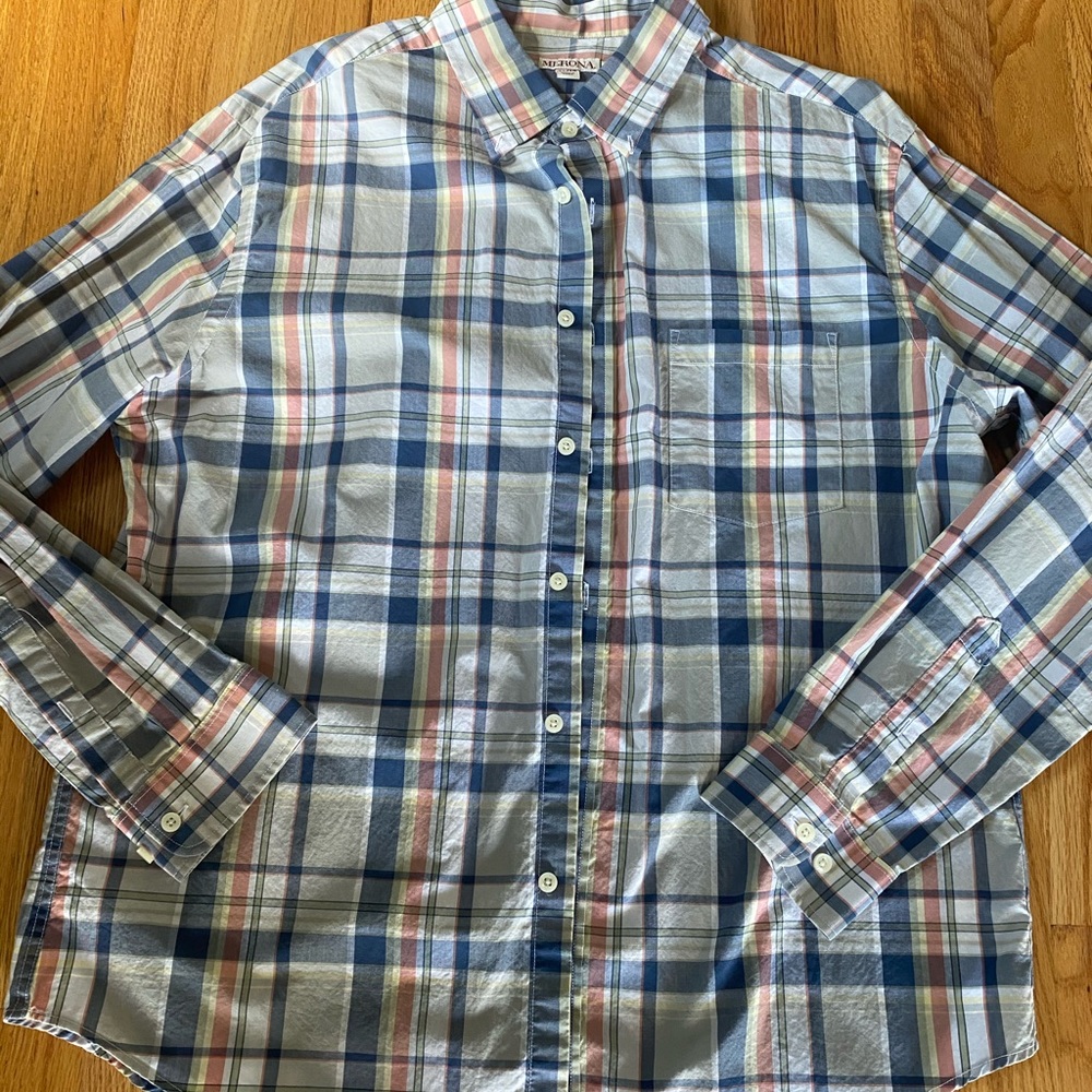 Men’s Pastel-plaid long-sleeve, button-down Shirt